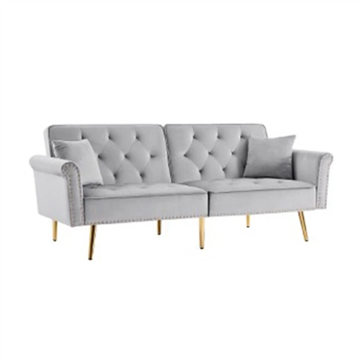 Trivietė sofa sofa-lova su nulenkiamu{0}}nugaros atlošu Audinio sofos nagų rankena