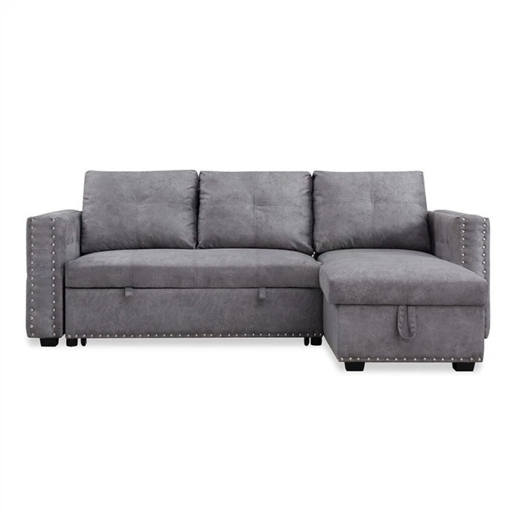 PU laikymo apverčiama kampinė miegamoji sofa