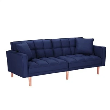 Minkšta ir patogi kabrioleta sofa mėlynos spalvos lino
